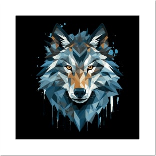 Geometric Wolf Portrait Posters and Art